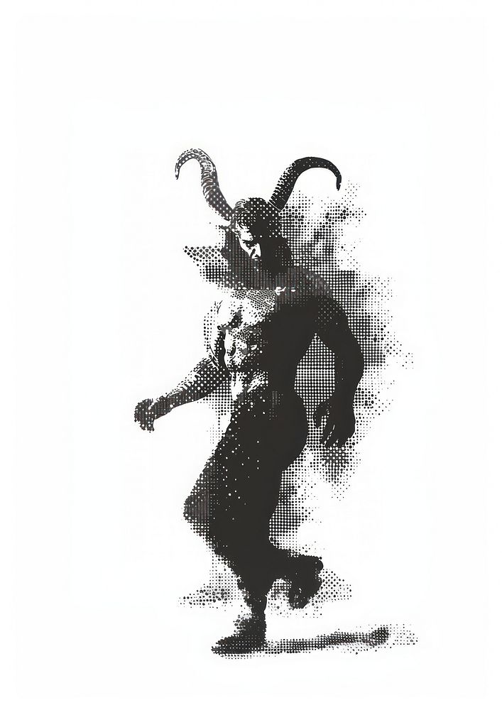 Mythical creature in grayscale art