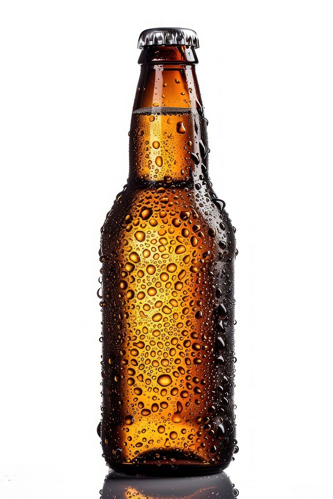 Cold refreshing amber beer bottle