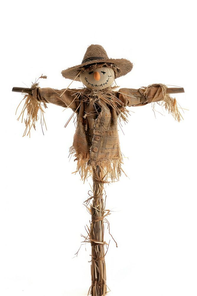 Rustic scarecrow with straw hat