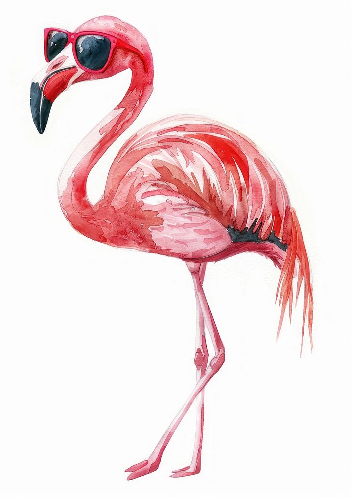 Stylish flamingo wearing sunglasses