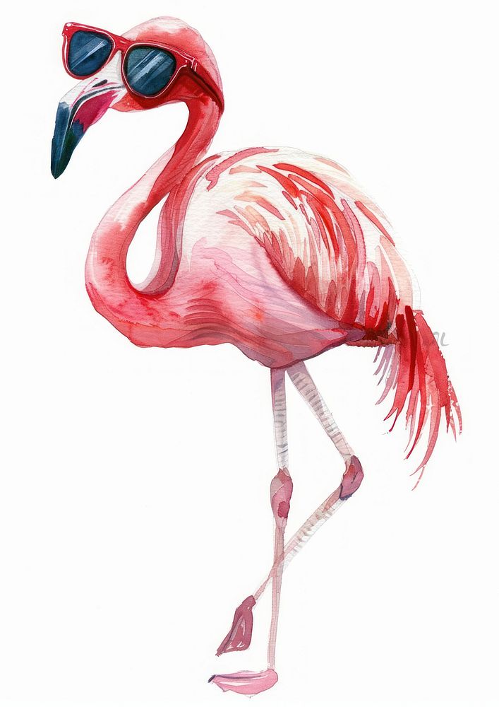 Stylish flamingo wearing sunglasses