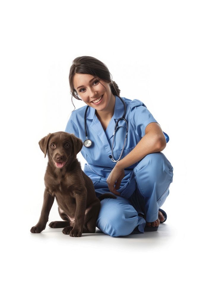 Veterinarian with adorable puppy