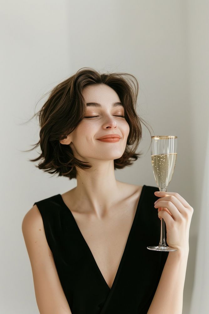 Elegant woman enjoying champagne