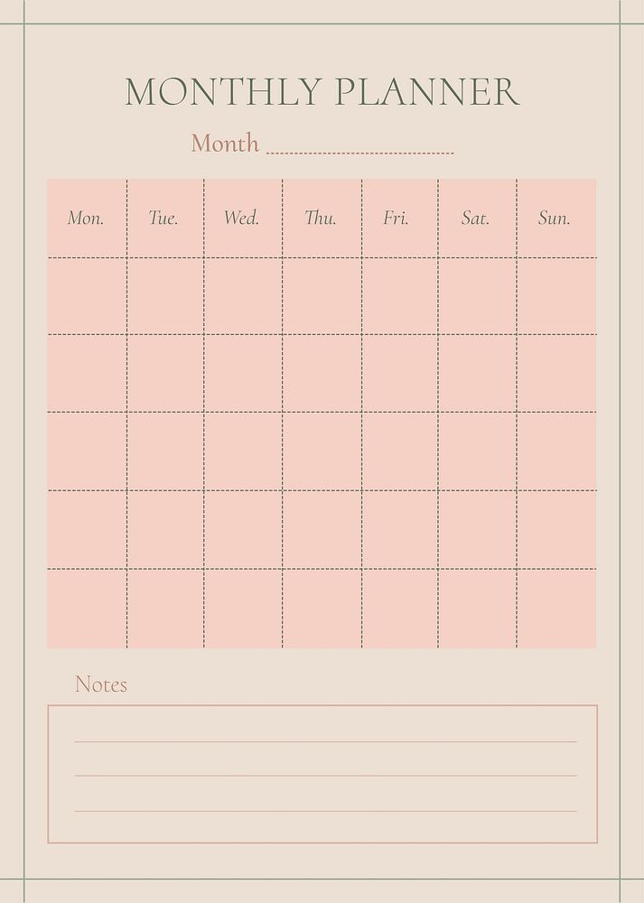 Monthly planner template vector | Premium Vector Template - rawpixel