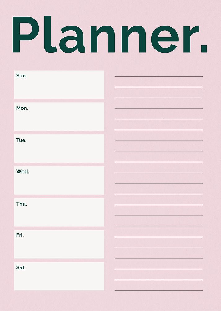 Weekly plan planner template vector | Premium Vector Template - rawpixel