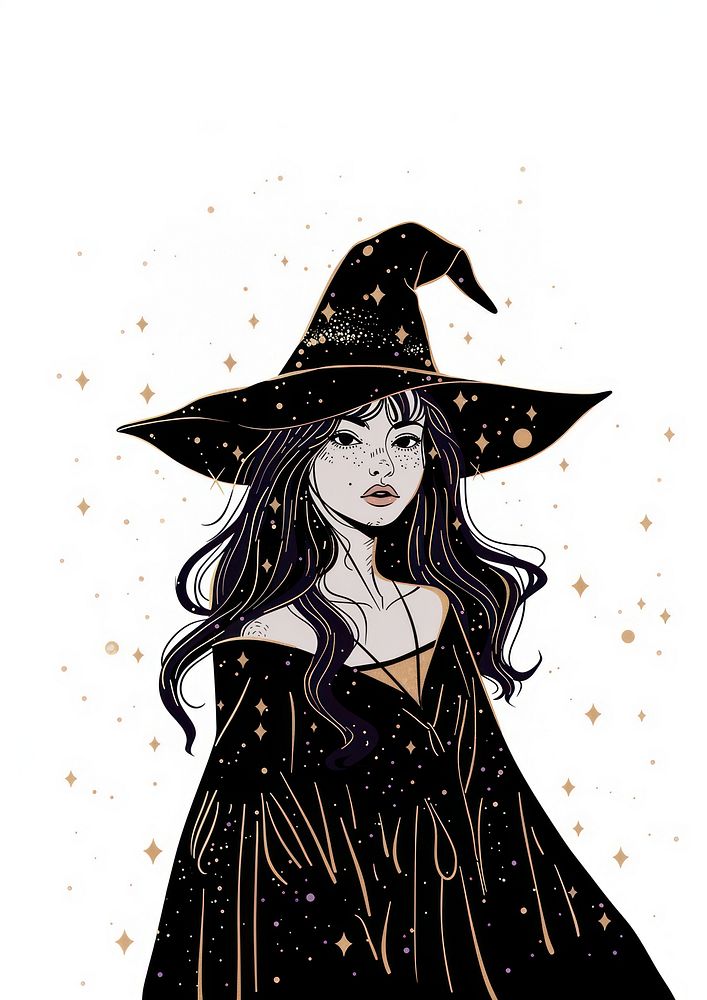 Enchanting witch illustration with stars