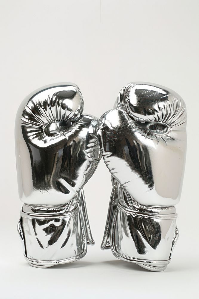 Shiny silver boxing gloves