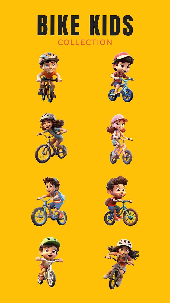 3D kids biking element set