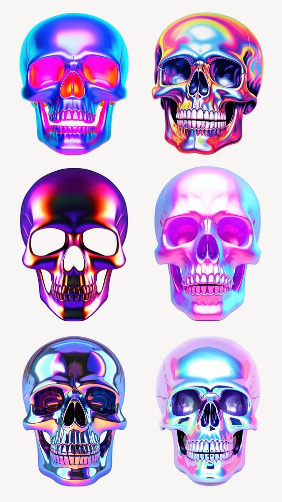 Psychedelic skull element set