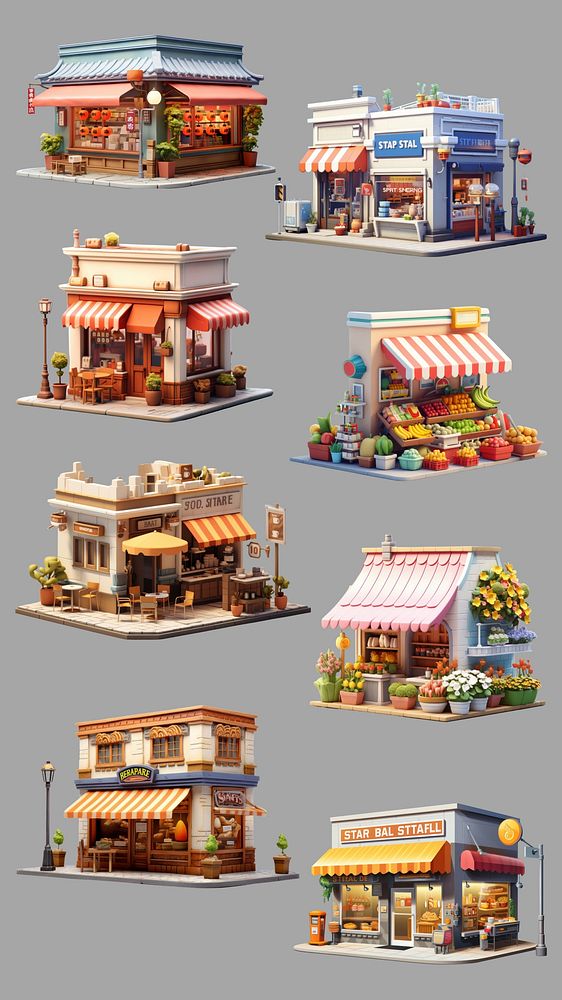 3D shop design element set