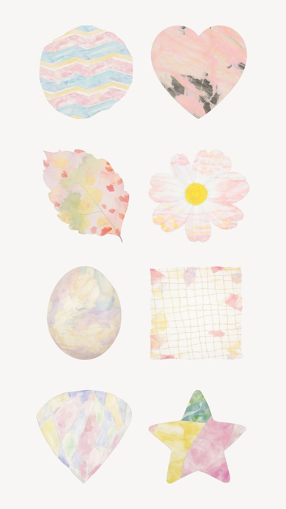 Pastel marble collage design element set