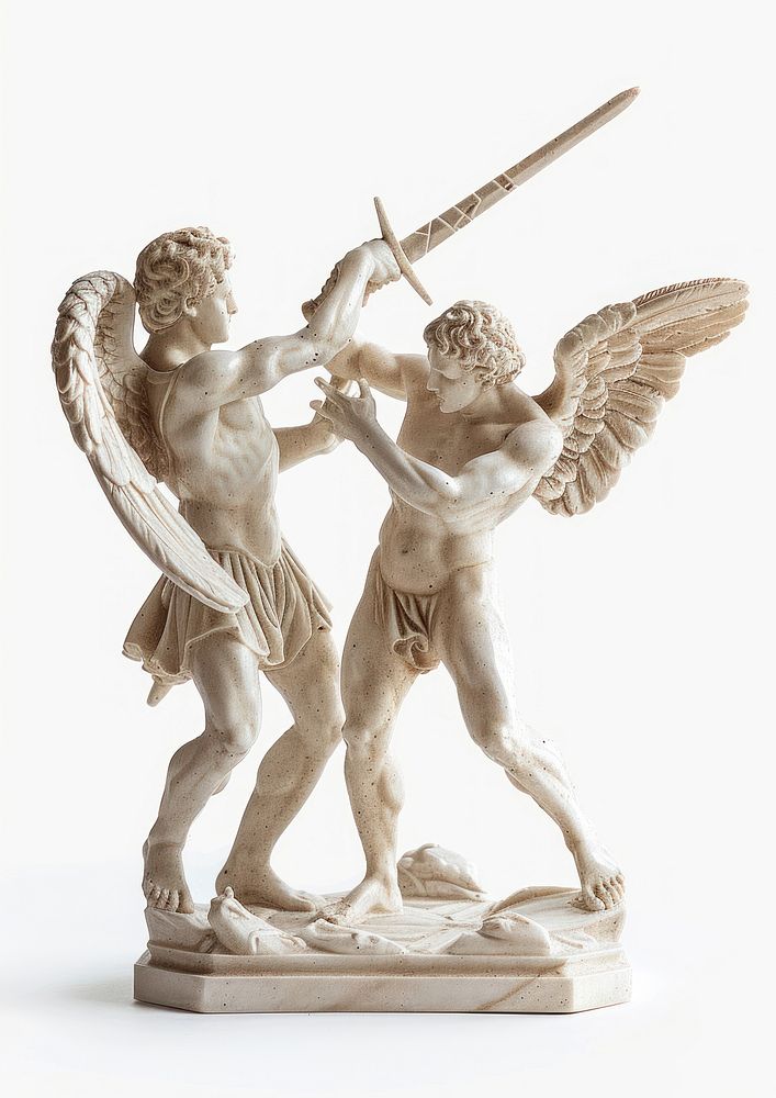 Angelic marble statue battle scene