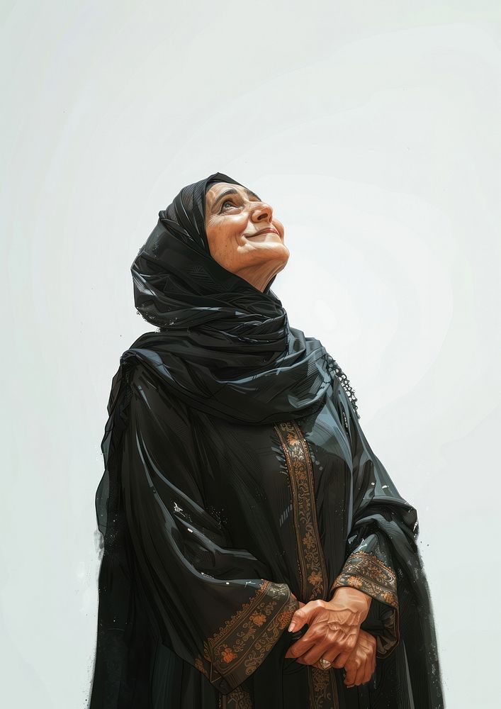 Muslim female proudly standing portrait smile photography.