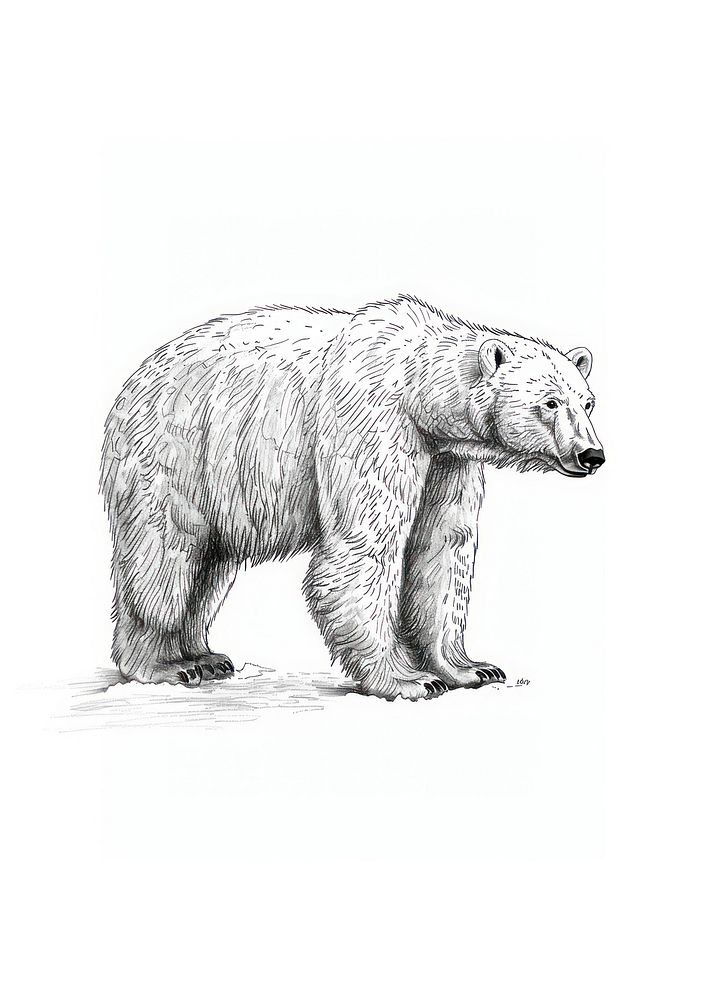 A winter polar bear drawing illustrated wildlife.