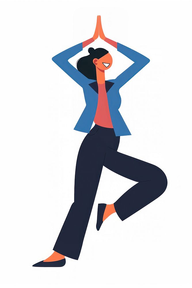 Businesswoman practicing yoga pose