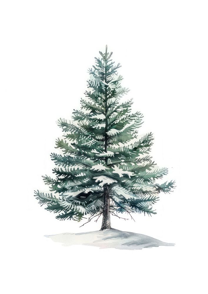 A christmas tree illustrated conifer drawing.