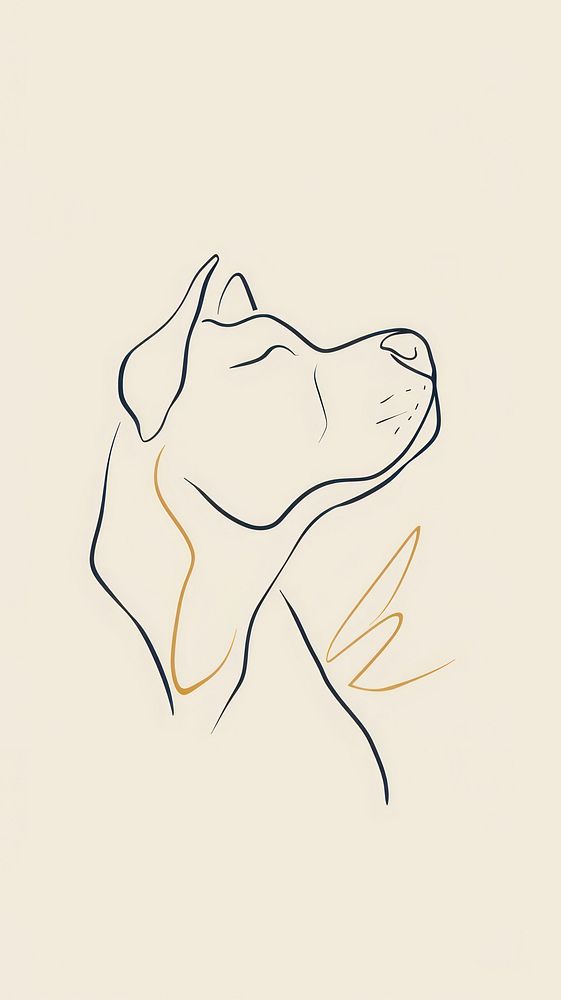 Minimalist dog line art wallpaper