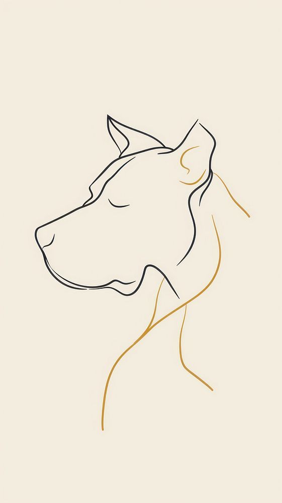 Minimalist dog line art wallpaper