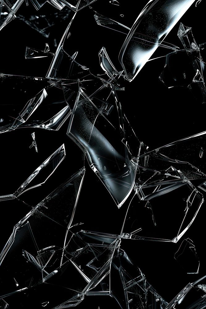 Shattered Glass Pieces In Darkness 