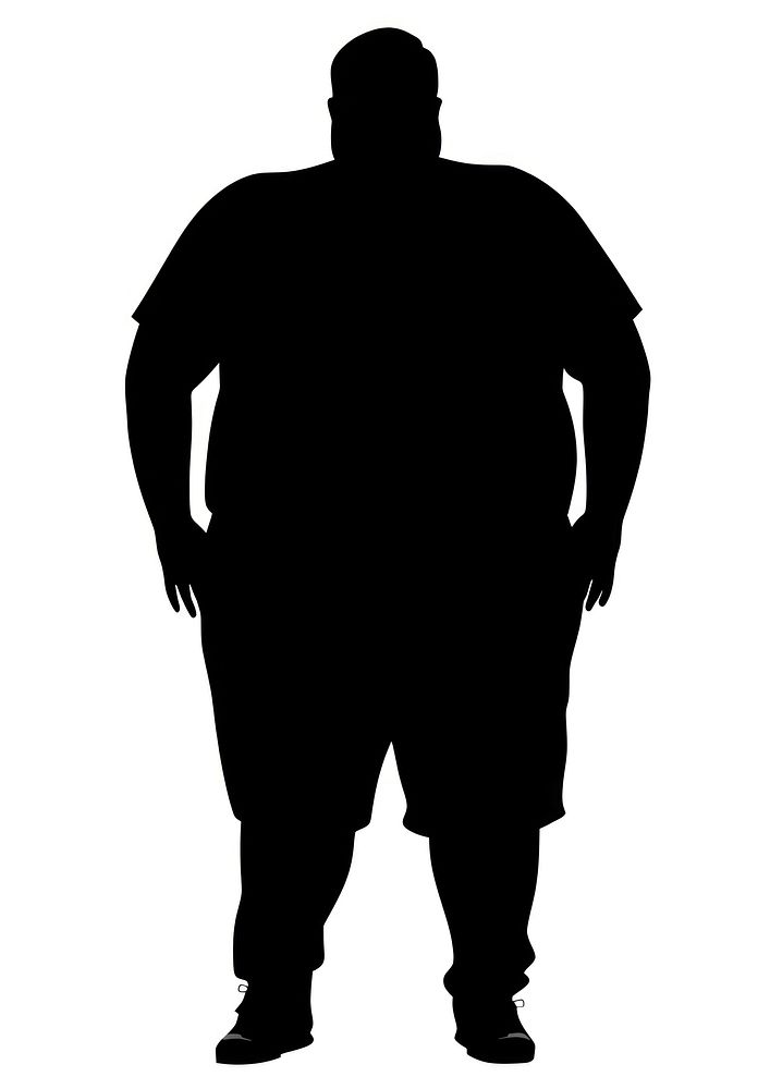 Chubby man silhouette clothing apparel.