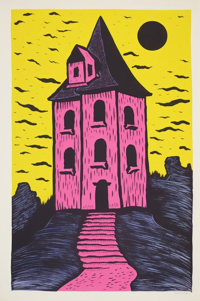 Haunted house architecture building painting.