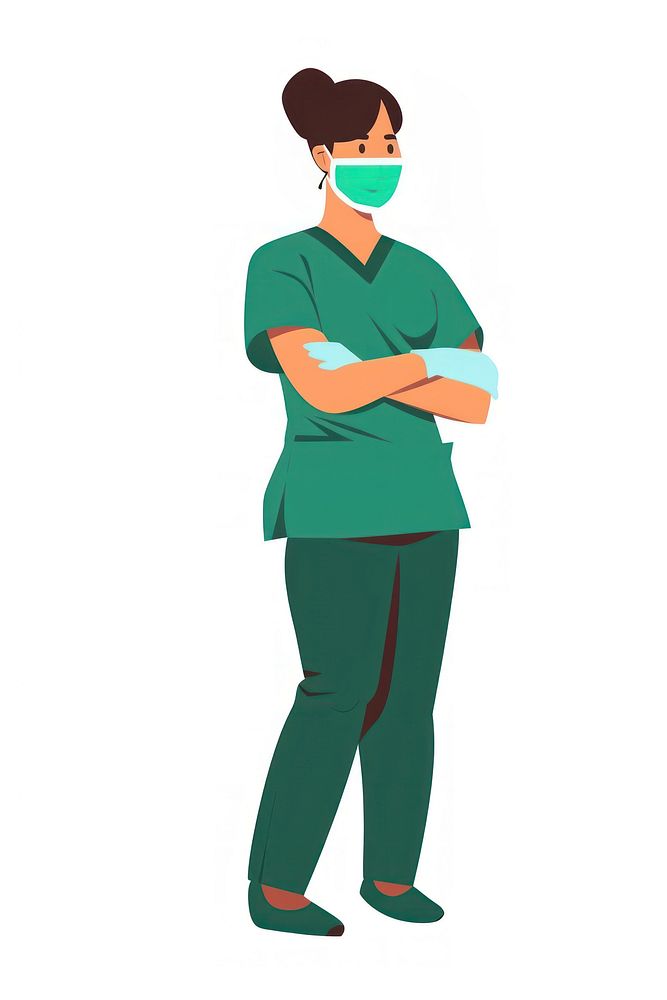 Healthcare professional in green scrubs