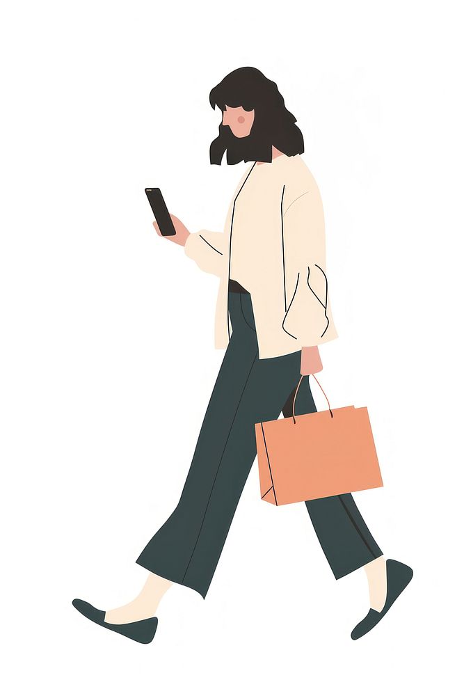 Woman shopping phone illustration