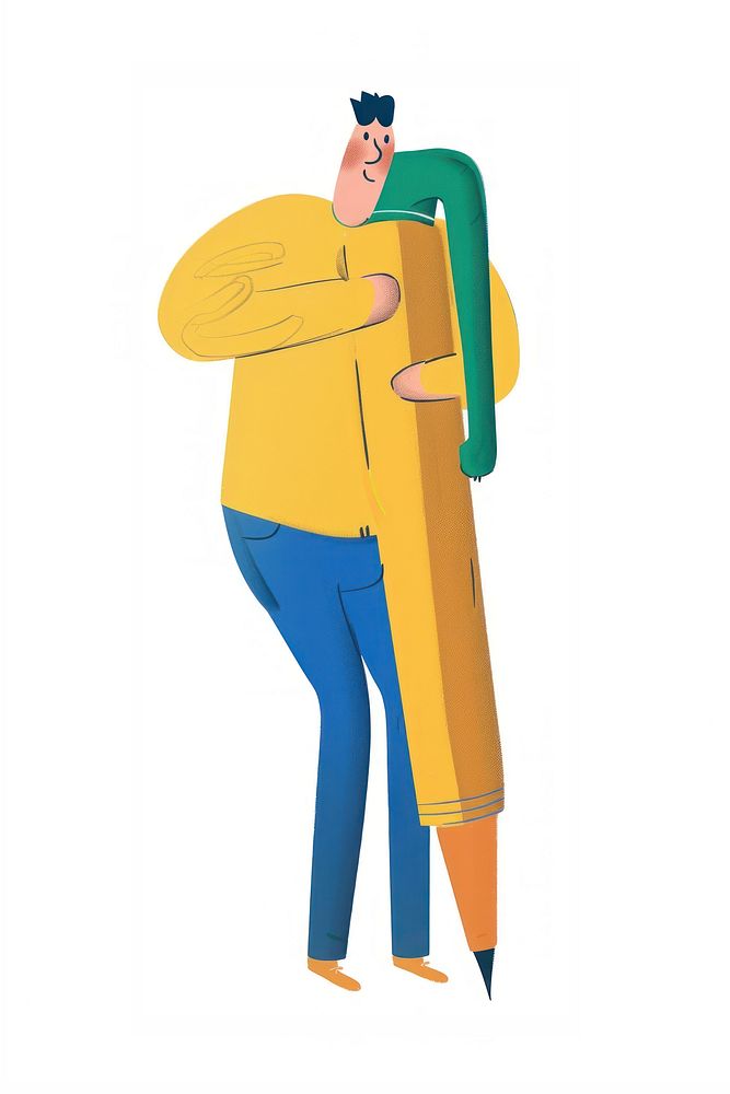 Person holding giant pencil illustration