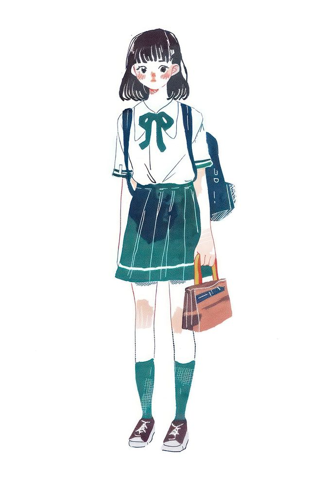 Anime schoolgirl illustration with bag