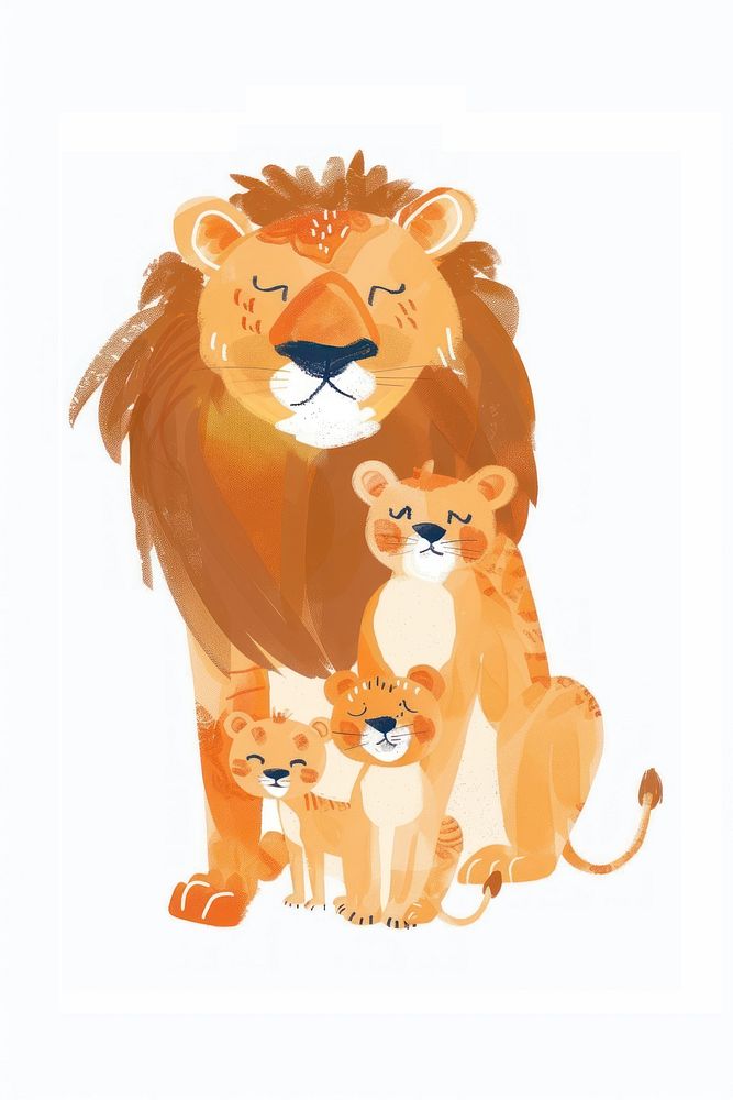 Lion family cute illustration