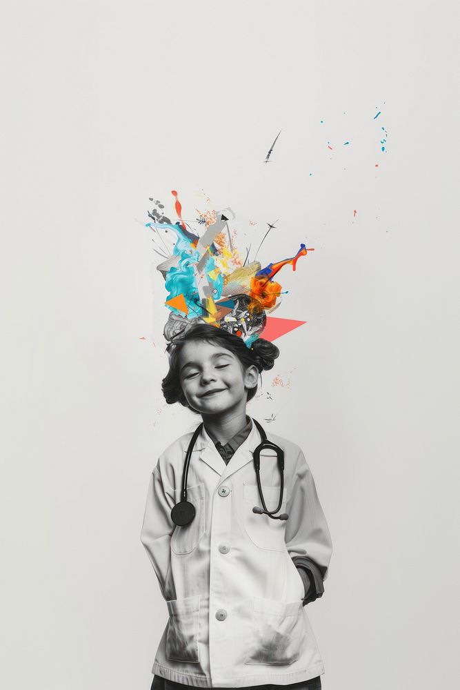 Paper collage doctor kid portrait photo photography.