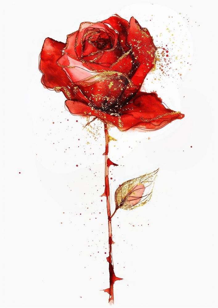 Elegant watercolor red rose illustration