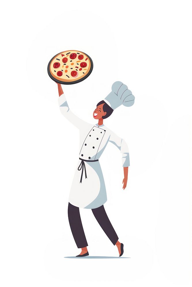 Chef holding pizza illustration