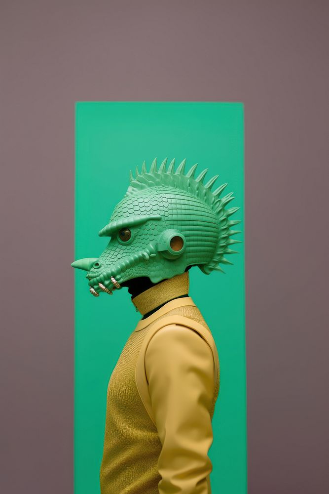 Surreal dragon mask portrait art