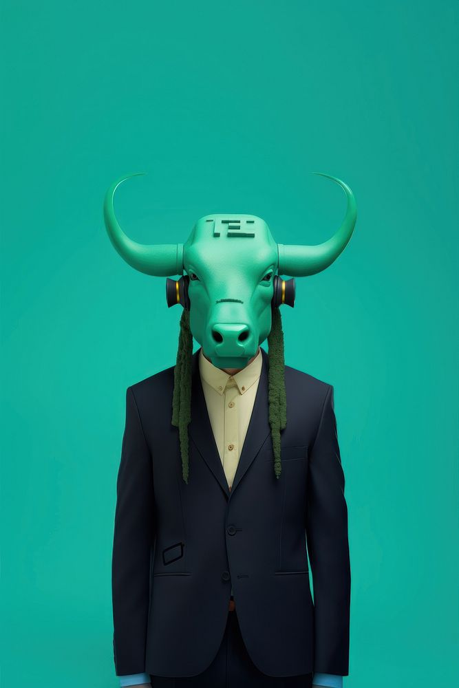 Surreal bull-headed businessperson portrait