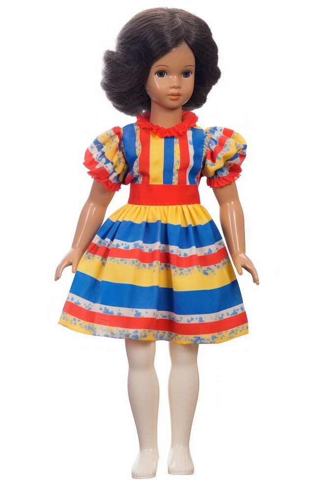 Vintage doll colorful striped dress