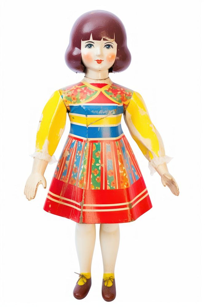 Vintage colorful wooden doll toy