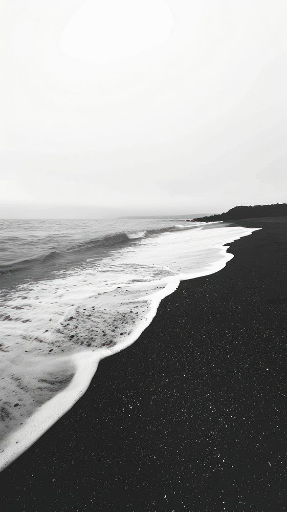 Monochrome serene black sand beach