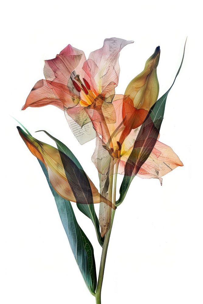 Translucent floral botanical art