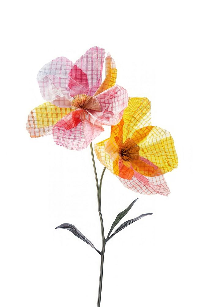 Colorful checkered paper flowers illustration