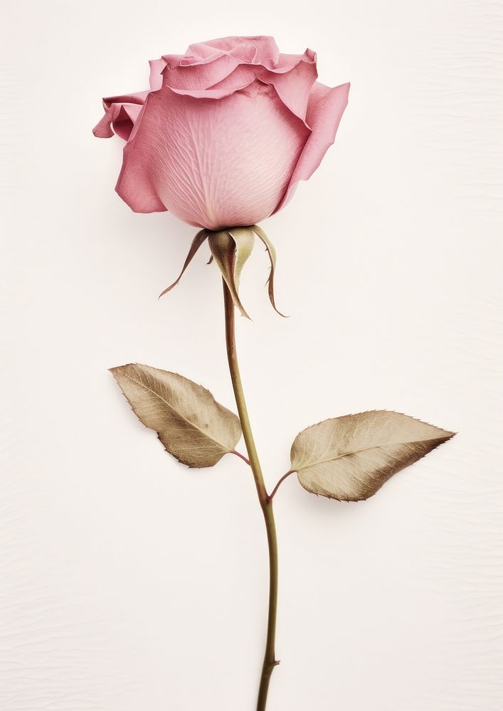 Elegant pink rose on stem