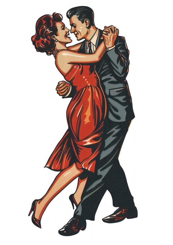 Retro couple dancing joyfully