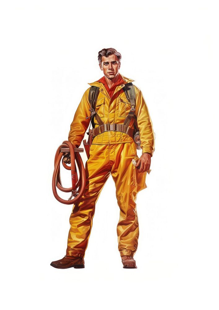 Firefighter in yellow uniform illustration