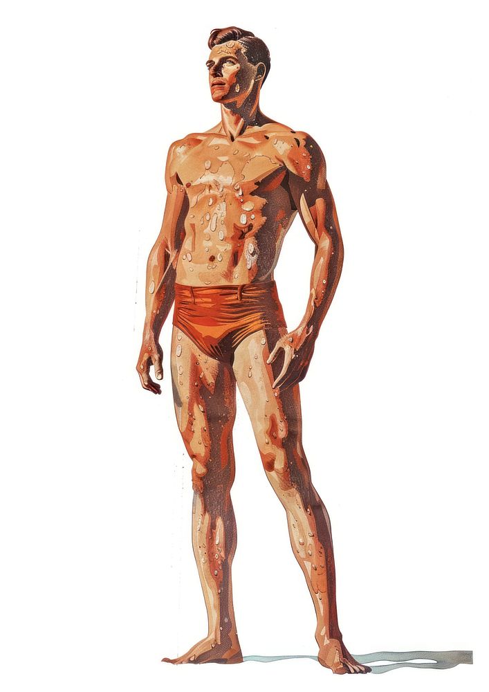 Muscular man in swimwear illustration