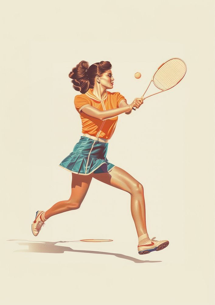 Dynamic female tennis player illustration