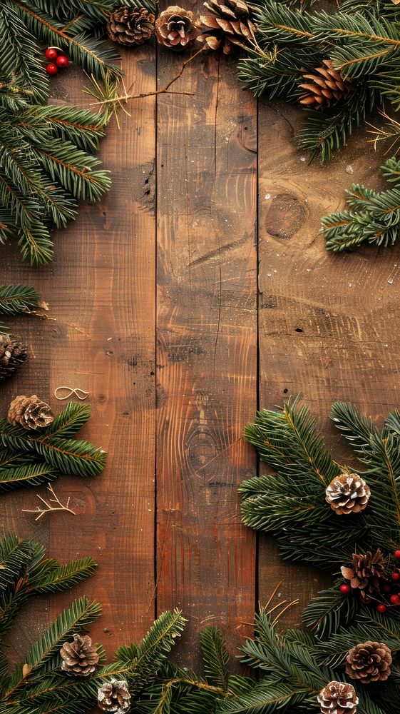 Christmas tree branch christmas wood background.