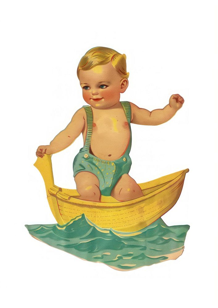 Vintage baby boat illustration