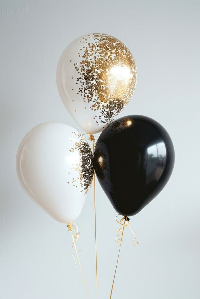 Elegant black white gold balloons