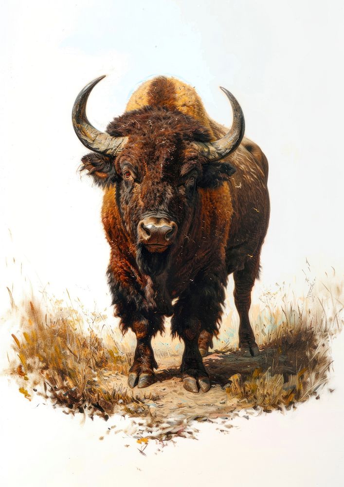 Majestic bison wildlife illustration