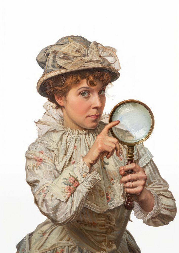 Victorian woman with magnifying glass